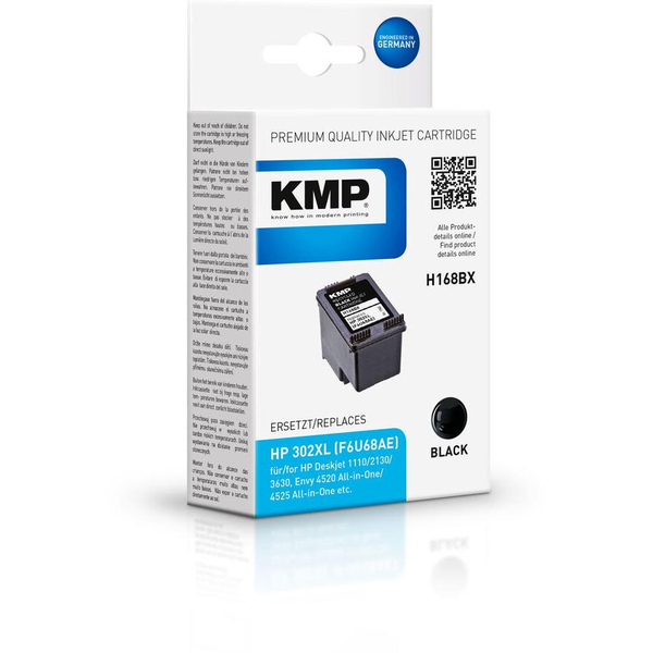 KMP HP 302XL Tintapatron Fekete H168BX