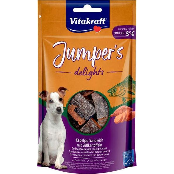 Snacks de pescado para perros Jumpers Delights Vitakraft 80 g.