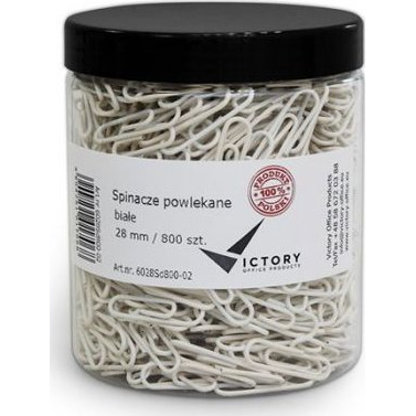  Victory Office Product SPINACZE BIUROWE VICTORY OFFICE 28MM 800 SZT. OKRĄGŁE POWLEKANE BIAŁE SŁOIK DUŻY