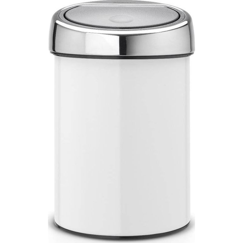 Brabantia Touch Bin fali/álló nyomófedeles hulladékgyűjtő XXS, 3L - A méret, acél fehér test, r.m. acél fényes fedő - 364488 (22364488)