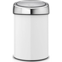 Brabantia Touch Bin fali/álló nyomófedeles hulladékgyűjtő XXS, 3L - A méret, acél fehér test, r.m. acél fényes fedő - 364488