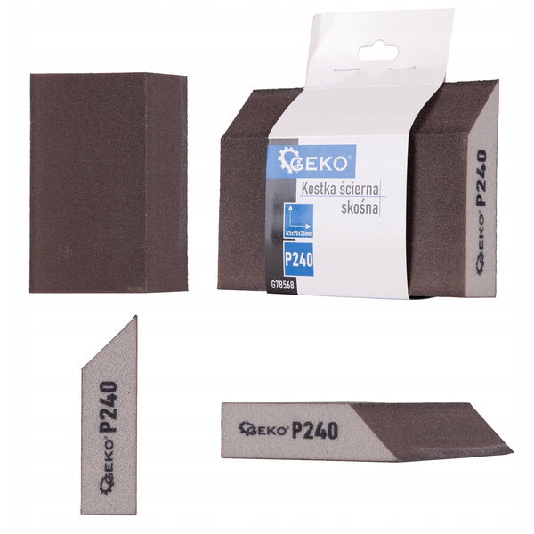 Geko Kostka ścierna skośna 125x90x25mm P240 (250)