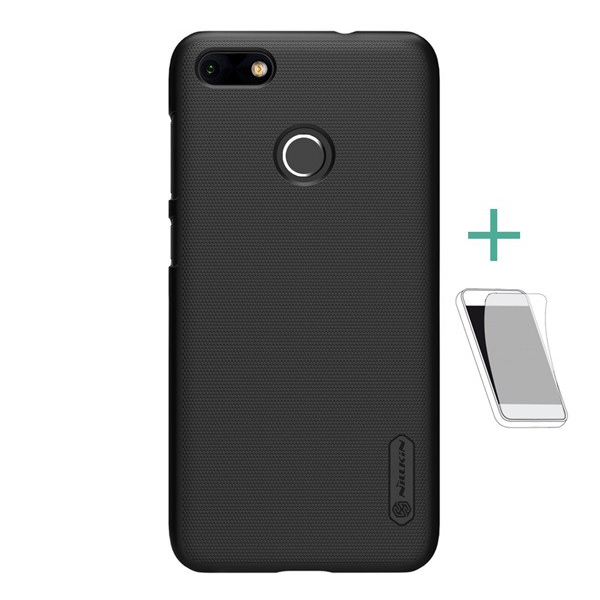 NILLKIN SUPER FROSTED műanyag telefonvédő (gumírozott, érdes felület + képernyővédő fólia) FEKETE [Huawei P9 Lite Mini] (5996457722433)