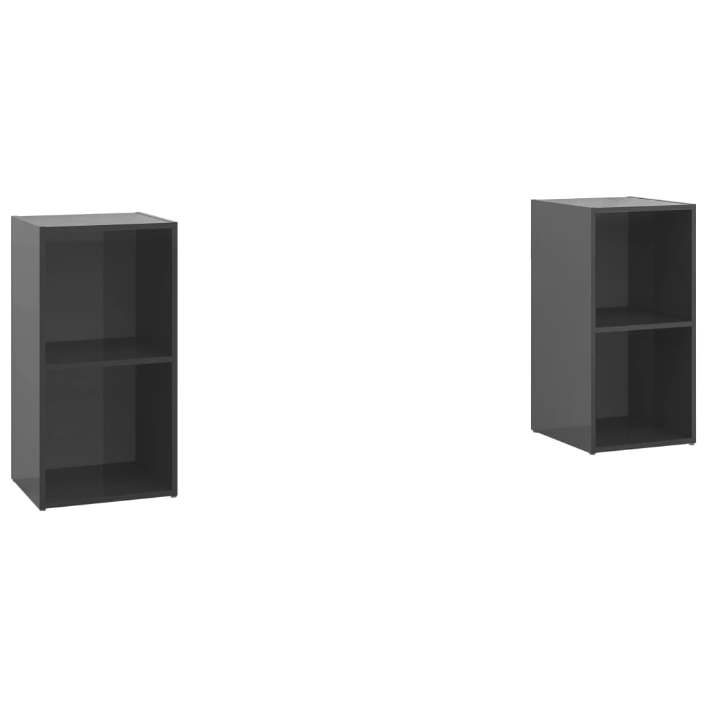 2 db magasfényű szürke forgácslap TV-szekrény 72 x 35 x 36,5 cm (3079906)