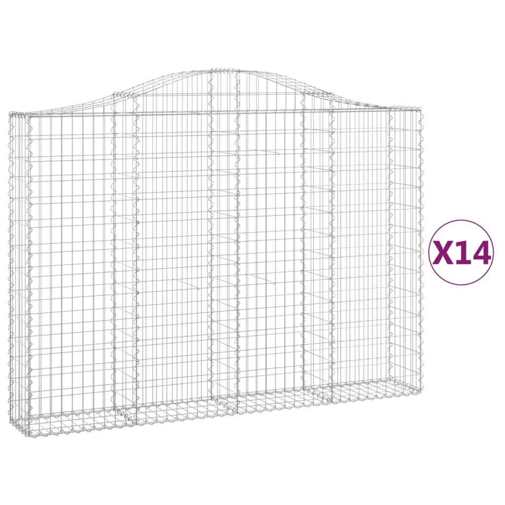 14 db íves horganyzott vas gabion kosár 200x30x140/160 cm (3145484)