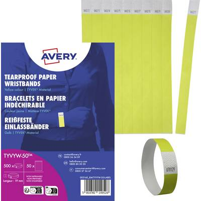 AVERY 265x19 mm szakadásbiztos karszalag 500db sárga AYTYVYW50