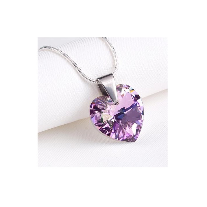 Art Crystella: Nyaklánc szív alakú medállal ametiszt lila SWAROVSKI® kristállyal (1802XSV008)