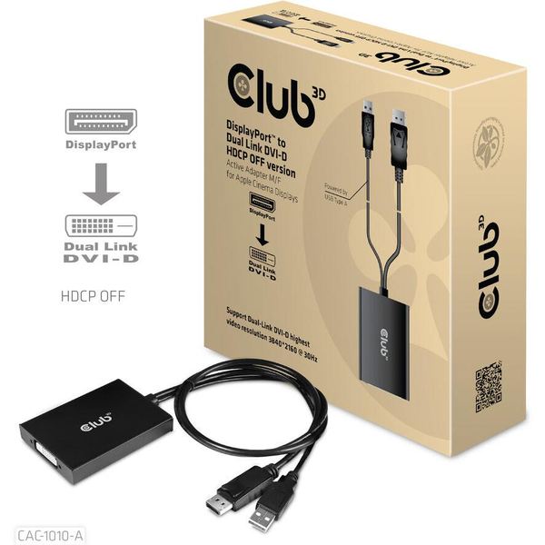 CLUB3D CAC-1010-A videokabel adapter 0,6 m DisplayPort DVI-D + USB