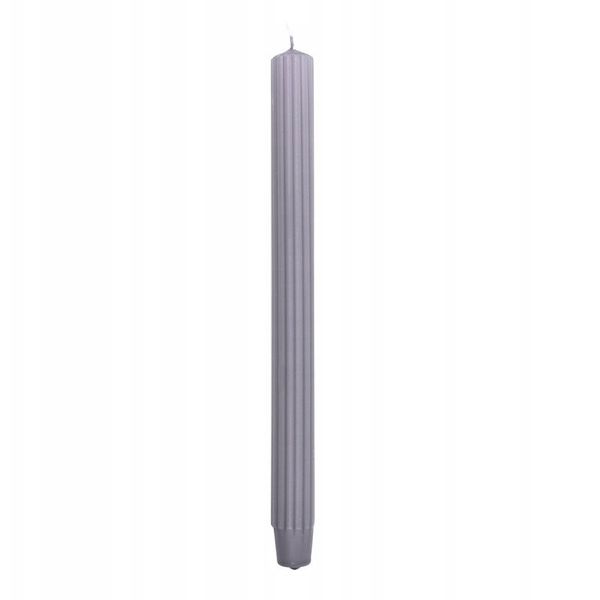 Świeca stołowa długa ryflowana DONAU HOME, 25x300 mm, 4 szt., szara