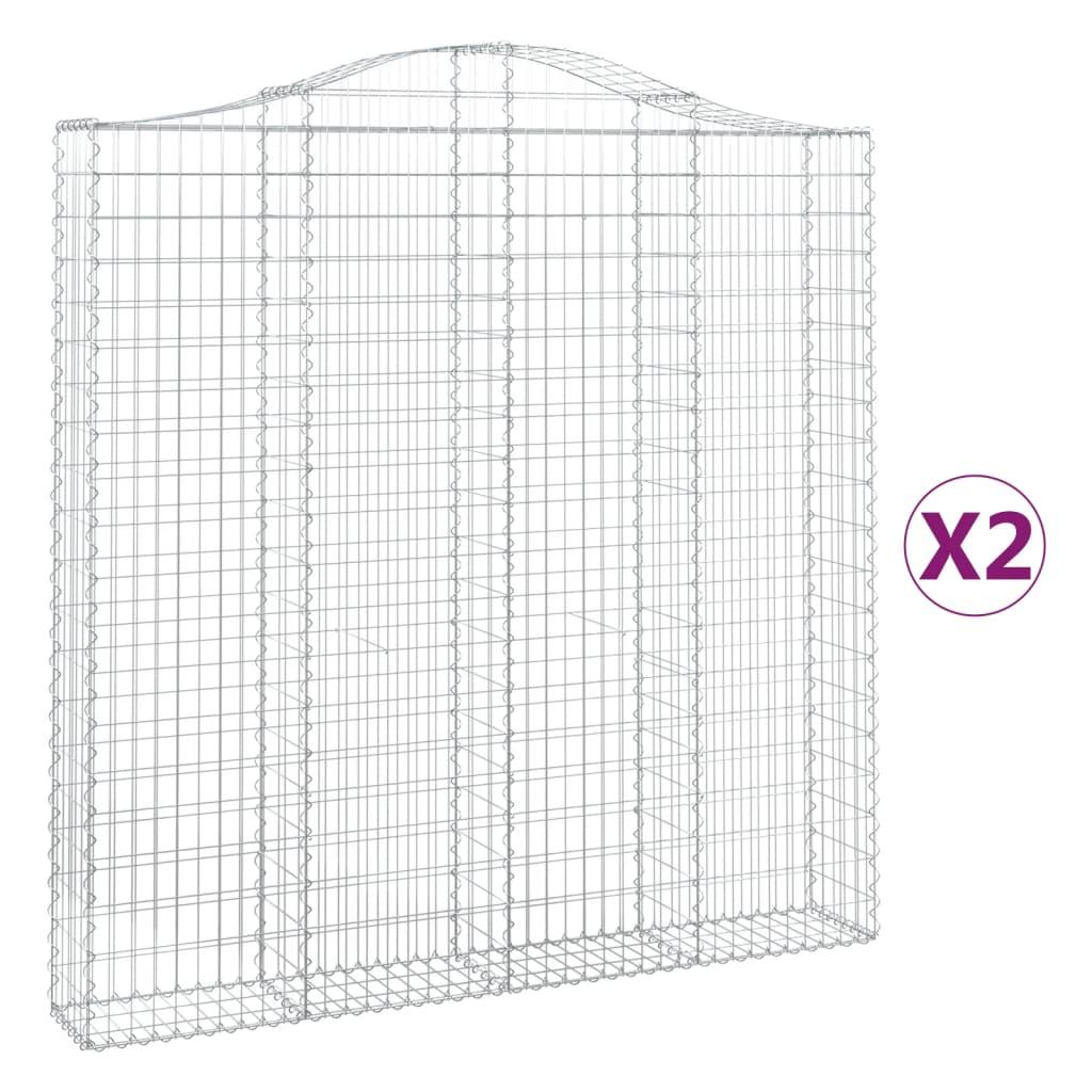 2 db íves horganyzott vas gabion kosár 200 x 30 x 200/220 cm (3145535)