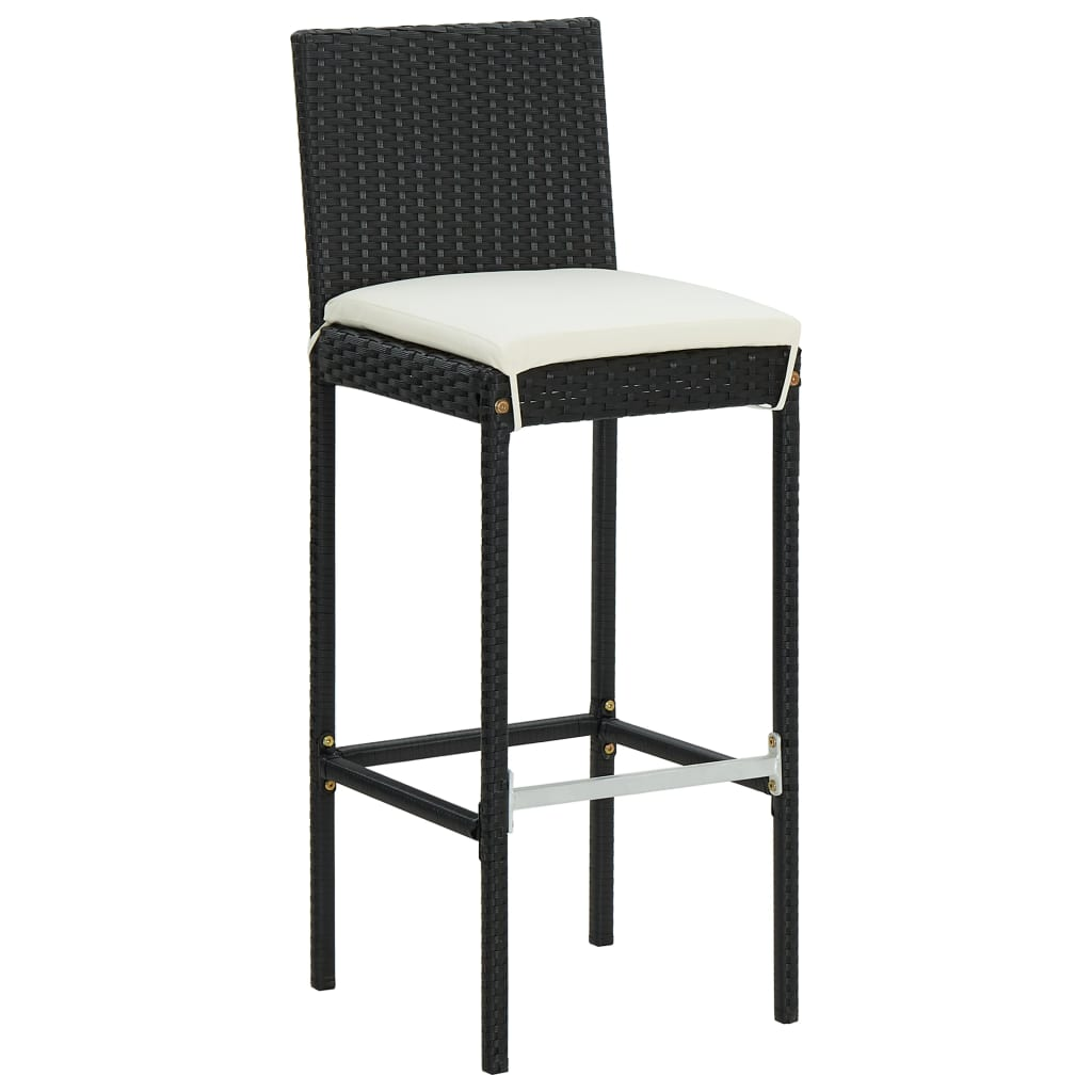 4 db fekete polyrattan kerti bárszék párnával (316670)