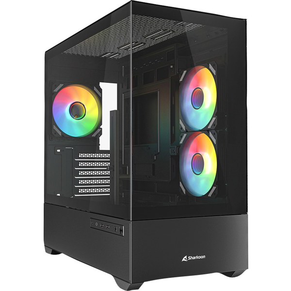Sharkoon MK6 RGB Mini Torony Számítógépház + 3db 120mm RGB ventilátor - Fekete