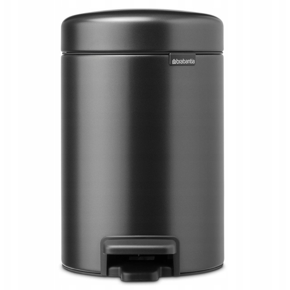 Brabantia NewIcon pedálos hulladékgyűjtő szagmentesen záródó Soft-Close fedél, műanyag tartály, 3L - V méret, acél, magabiztos szürke - 233449 (233449)