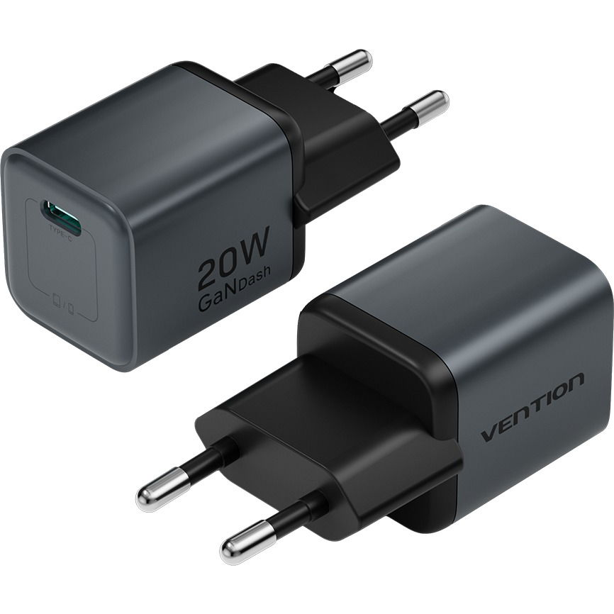 Vention 1-Port USB-C GaN Charger (20W) EU-Plug Gray (FEVH0-EU)