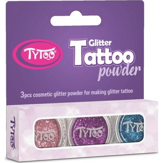 TyToo: Babarózsaszín, türkizkék és mályva síznű csillámpor szett 3x2,5ml (013-01287)