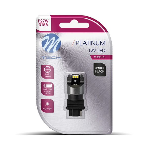 Blister M-TECH Platinum Limited Black LB846W-01B - P27W 3156, 12-24V 1x Dioda LED 6x3020SMD, CANBUS, White