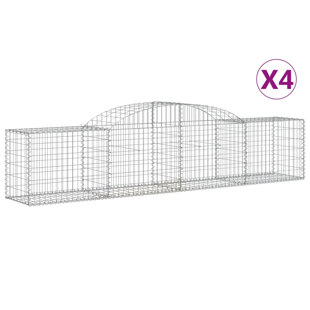 4 db íves horganyzott vas gabion kosár 300x50x60/80 cm (3146667)