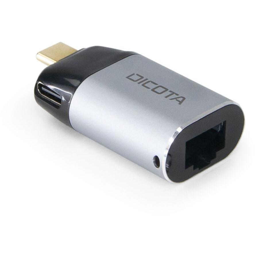 Dicota D32048 USB-C apa - RJ45(Ethernet)/USB-C anya Adapter (D32048)