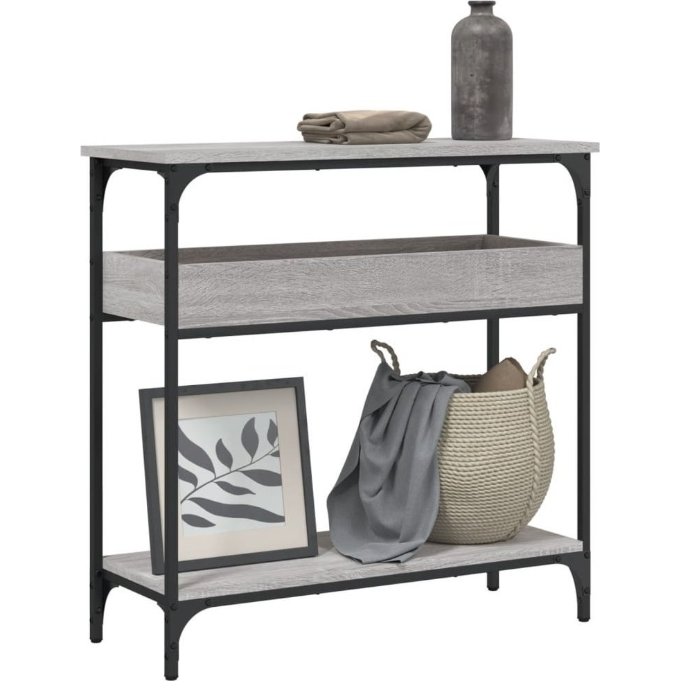 szürke sonoma színű szerelt fa tálalóasztal polccal 75x29x75 cm (837715 VidaXL)