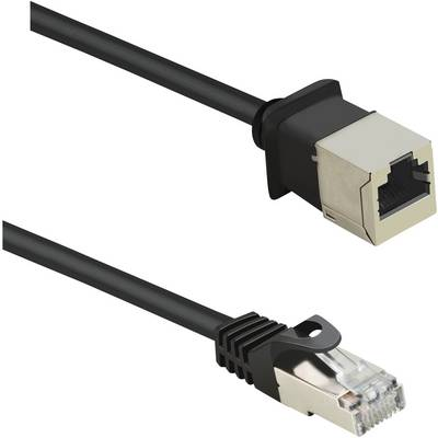 RJ45 Hálózat Hosszabbítókábel CAT 5e F/UTP 5.00 m Fekete Védővel, Aranyozatt érintkező Renkforce (RF-4394127)