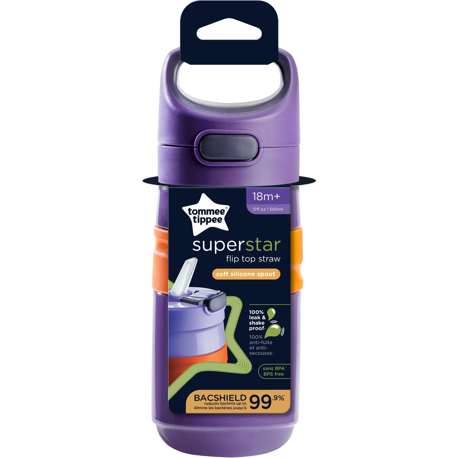 Tommee Tippee sport palack szívószállal, 500 ml lila (5010415478658)