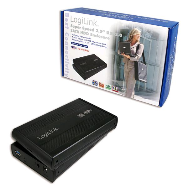 3.5" LogiLink Enclosure USB-A 3.0 / SATA / Zwart