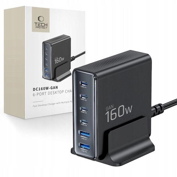 VÝKONNÁ NABÍJAČKA MULTI PORT USB-C 160W PRE TELEFÓN / MACBOOK / NOTEBOOK