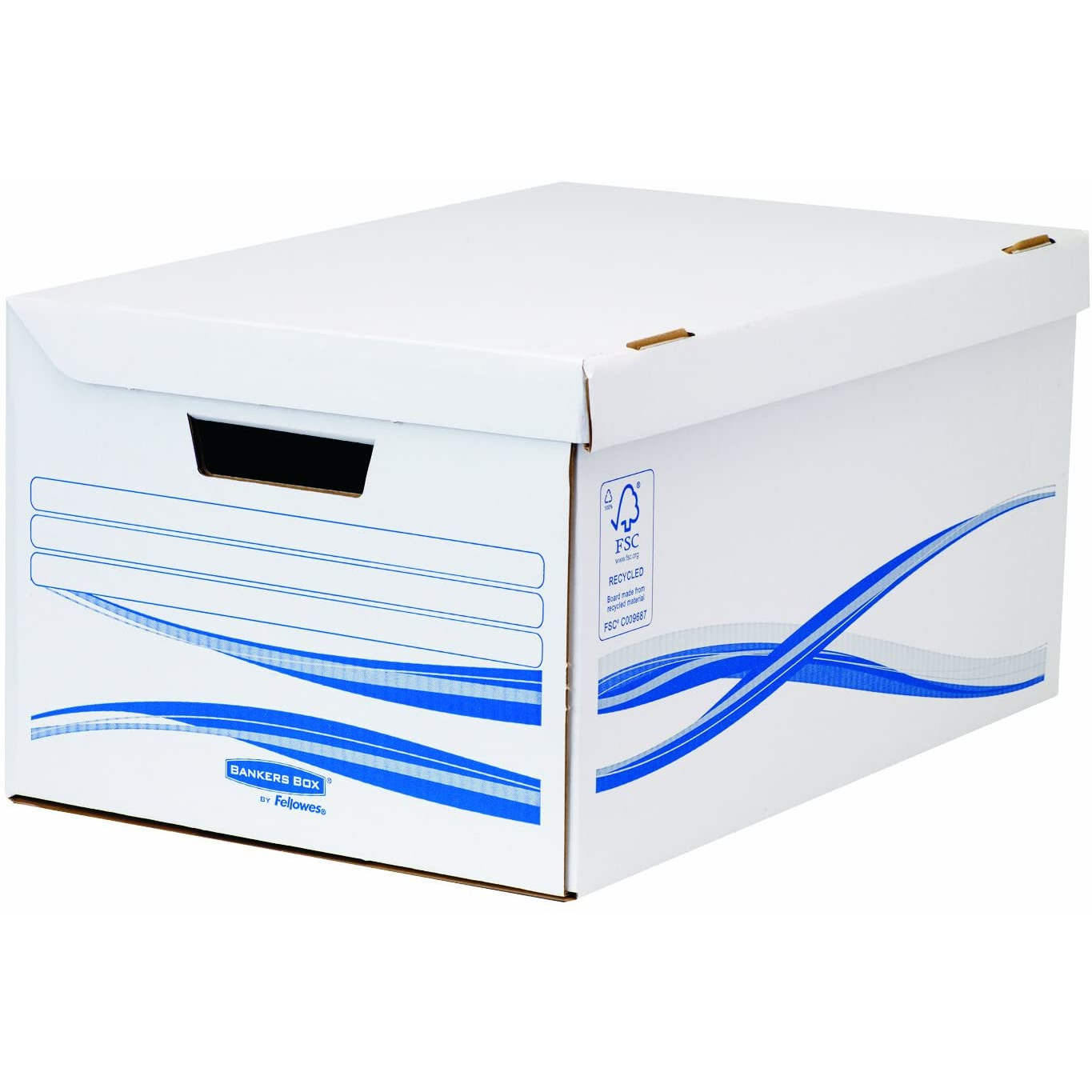 Fellowes Bankers Box Basic 26 x 52,6 x 35 cm csapófedeles nagy archiváló konténer - Kék/Fehér (5 db / csomag) (4460503)
