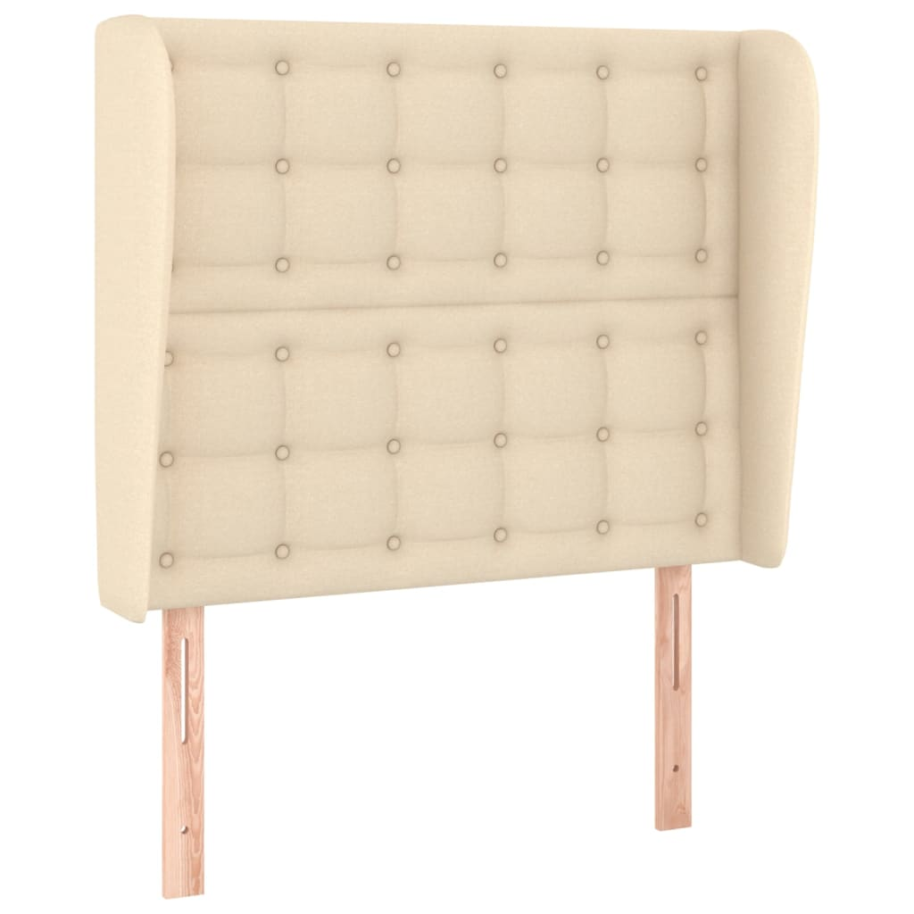 krémszínű szövet fejtámla szárnyakkal 83 x 23 x 118/128 cm (3118369)