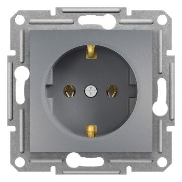 Розетка Schneider ASFORA EPH2900162 2P+F гнездо, Монтаж с винтове, Цвят стомана