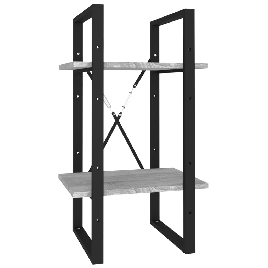 2 szintes szürke sonoma szerelt fa könyvszekrény 40x30x70 cm (821301)