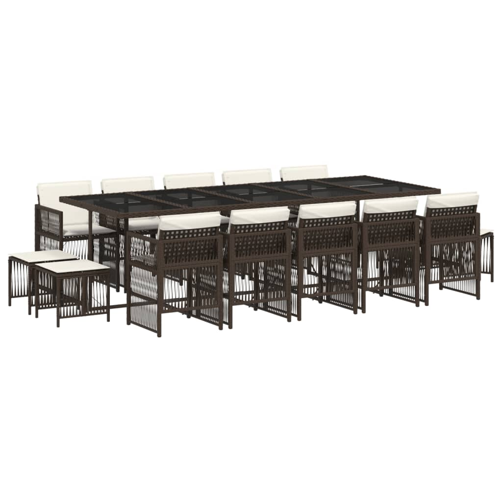 15 részes barna polyrattan kerti ülőgarnitúra párnákkal (3210993)
