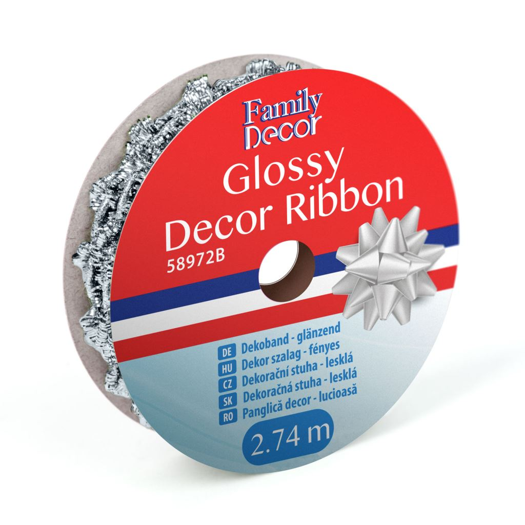 Family fényes dekor szalag 2,74m ezüstszínű (58972B) (58972B)
