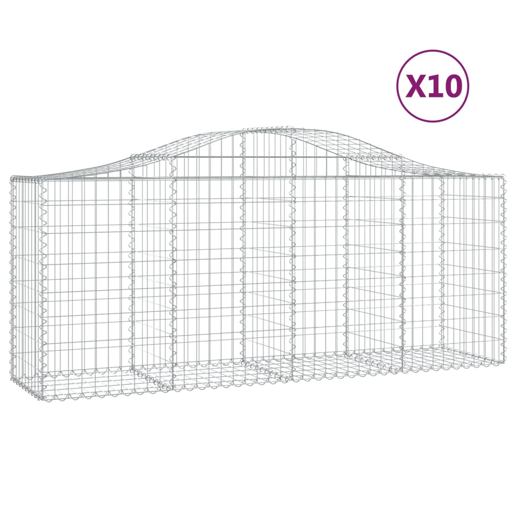 10 db íves horganyzott vas gabion kosár 200x50x80/100 cm (3145627)