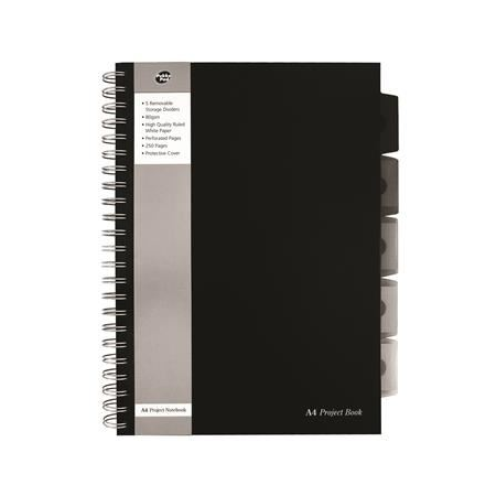 Pukka Pad Black project book spirálfüzet A4, vonalas, 125 lap fekete (SBPROBA4) (SBPROBA4)