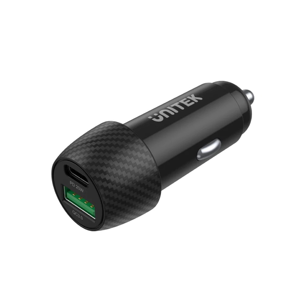 Nabíjačka do auta Unitek do zásuvky, USB 18W, USB-C 20W