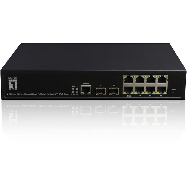 LevelOne GEP-1061 switch-uri Gestionate L2 Gigabit Ethernet (10/100/1000) Power over Ethernet (PoE) Suport Negru