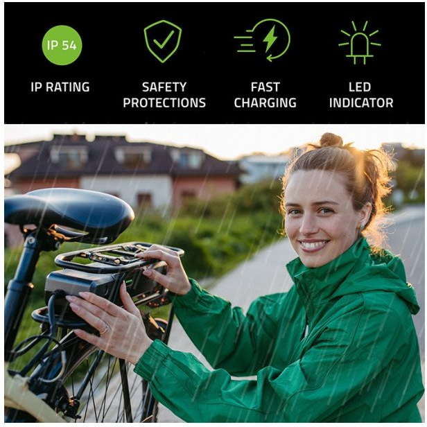 Qoltec 50334 Elektromos kerékpár töltő - 2000mAh - 8.0x8.0 (50334)