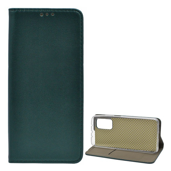 Tok álló, bőr hatású (FLIP, oldalra nyíló, asztali tartó funkció) SÖTÉTZÖLD [Xiaomi Mi 10T Pro 5G] (5996591040424)