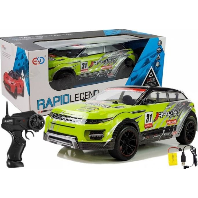 Távirányítású Rally Autó 1_10 Zöld R/C (5113)