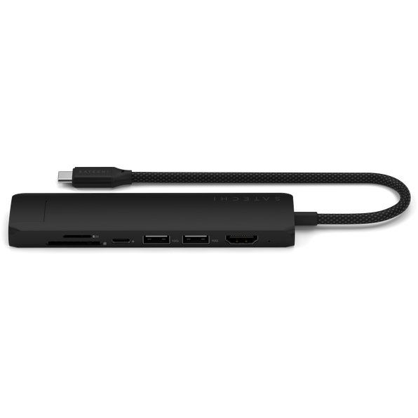 Satechi 7in1 USB-C Slim Multiport adapter Ethernet csatlakozóval, fekete (ST-P7SK)