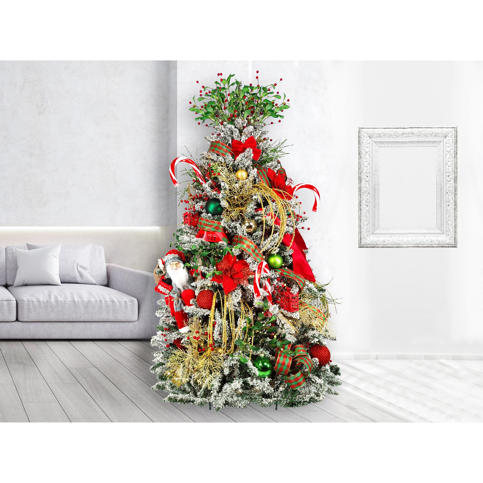 LAALU feldíszített karácsonyfa - Santa Claus, 124 dísz, 270 cm (LAU-2401-OR-270V)