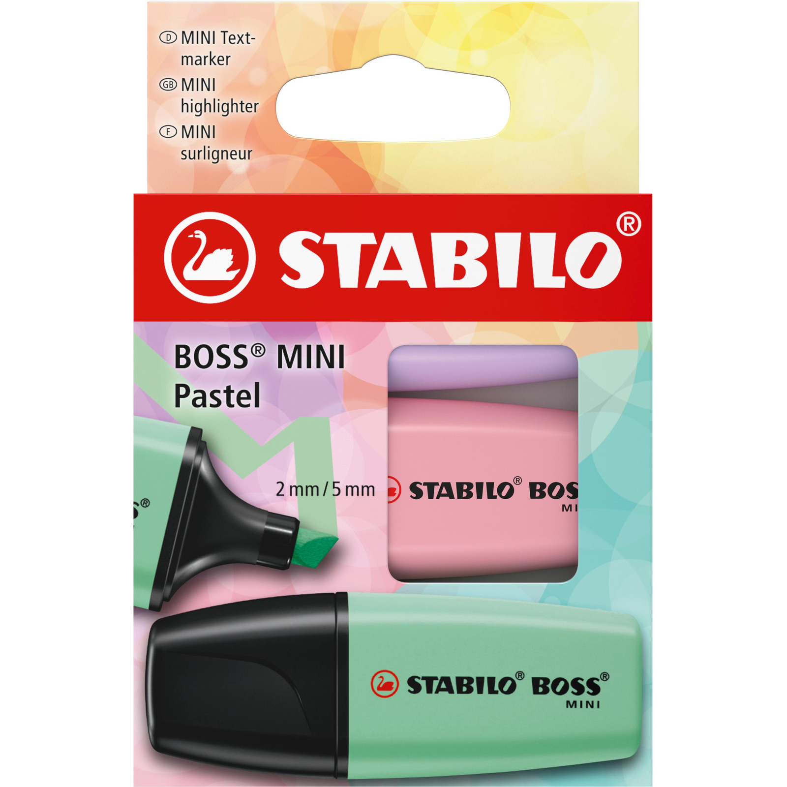 STABILO BOSS MINI Pastel Szett, 3 szín (lila, púderrózsaszín, mentazöld) (4006381616904)