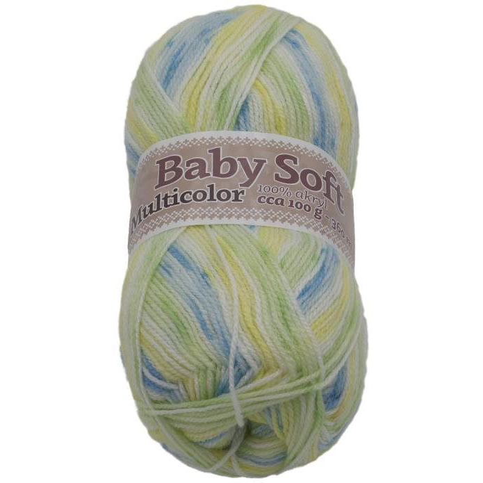 Baby soft multicolor 100 g - 609 fehér, sárga, kék, zöld (6863)