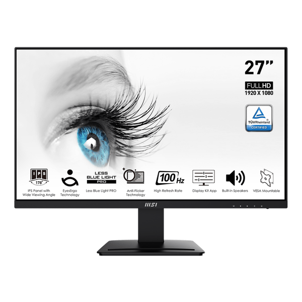 Mонитор LED MSI PRO MP273A IPS, 27" Full HD, 100 Hz, D-Sub & Display Port & HDMI, 1 ms, Високоговорител, Грижа за очите