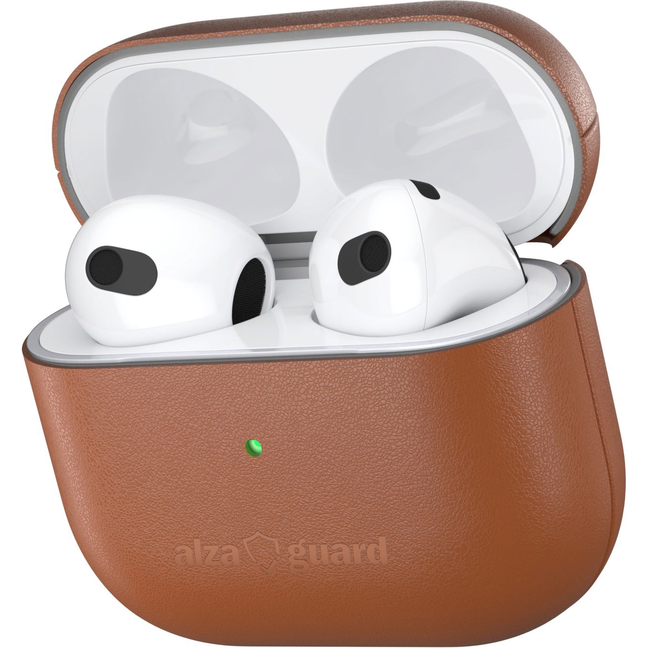 AlzaGuard Genuine Leather AirPods 2021 tok, barna (AGD-ACL7C)