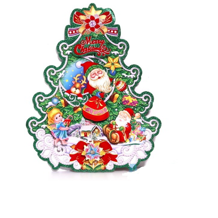 Iris 3D karácsonyi koszorú mintás dekoráció 26x32cm 2db (020-14)