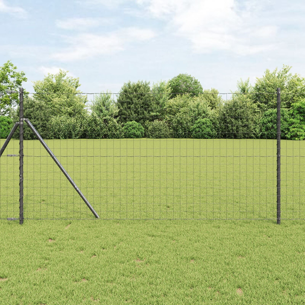 Kerítés oszlopokkal Szürke 1.2 x 10 m Acél