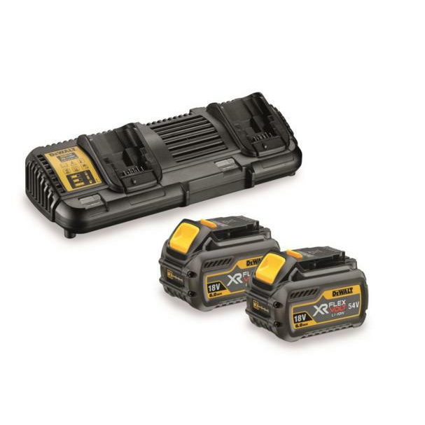 Dewalt 18V XR kétportos töltő + 2 db 18/54V XR FLEXVOLT akkumulátorral (DCB132T2-QW)