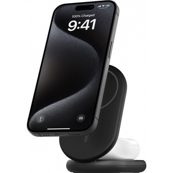 Belkin Boost 2in1 Foldable WIZ028 Magnetic/Qi/Qi2 Inductive Charger 15W + PSU, Black
